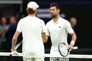Jannik Sinner (L) and Novak Djokovic